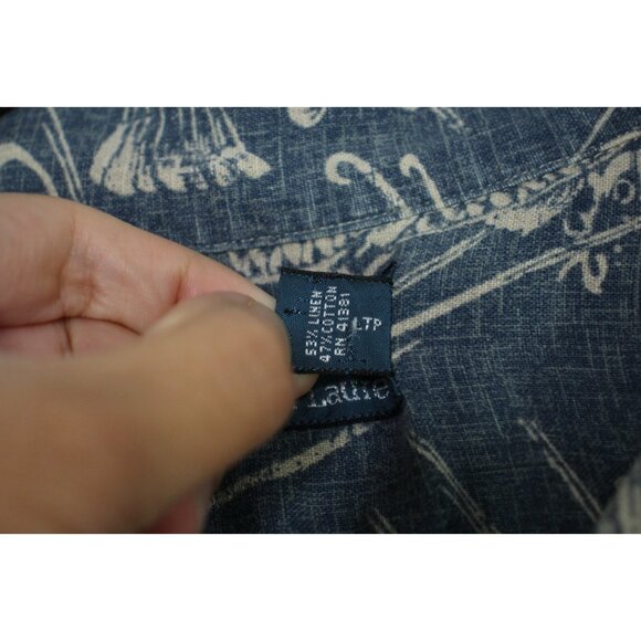 Polo Ralph Lauren Mens 2XLT Koi Fish Linen Blend Button Up Hawaiian Shirt C1125 - Picture 8 of 10